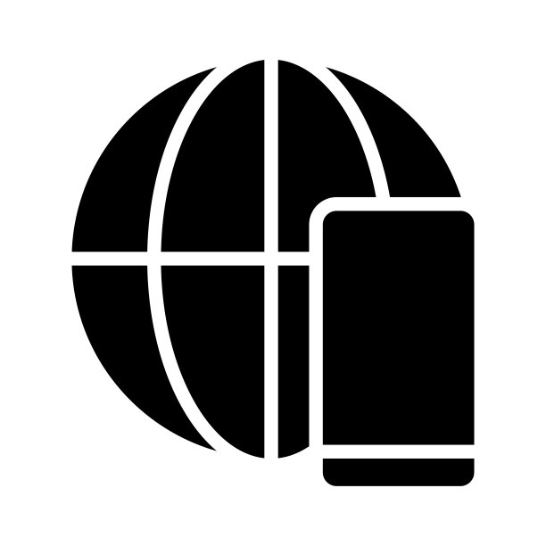 全球通信黑色字形图标图片下载