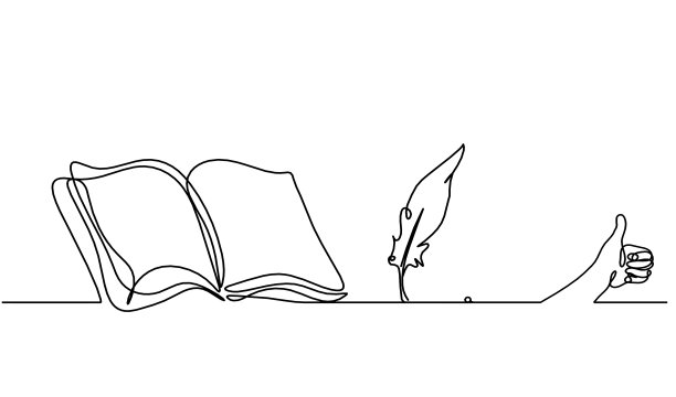 在白色背景上用手画线的抽象打开的书图片下载