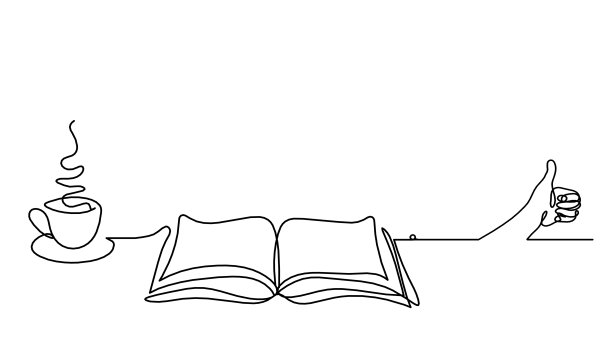 在白色背景上用手画线的抽象打开的书图片下载