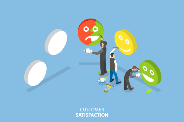 顾客满意度三维等距平面矢量概念图图片下载