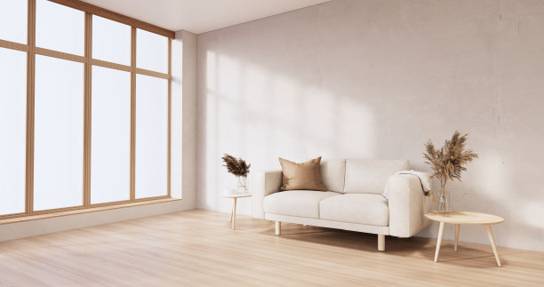 客厅空沙发扶手椅日式风格图片下载