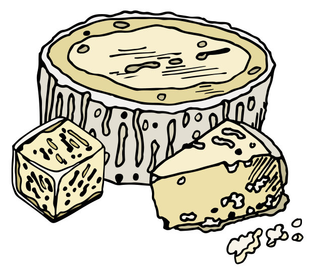 插图一套白色背景上的白色奶酪。奶酪圈，山羊奶酪，白软干酪，布里干酪，可以用了。针对您的设计图片下载