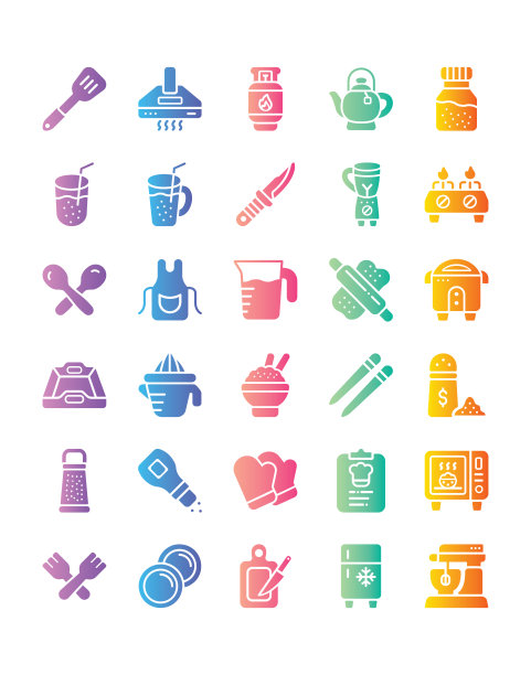 厨房图标设置30孤立的白色背景图片下载