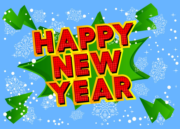 雪花背景与新年快乐的文字。节日活动海报，冬天，雪，圣诞横幅。图片下载