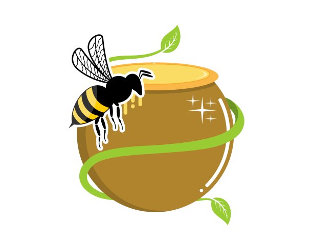 蜂蜜桶与蜜蜂动物图片下载