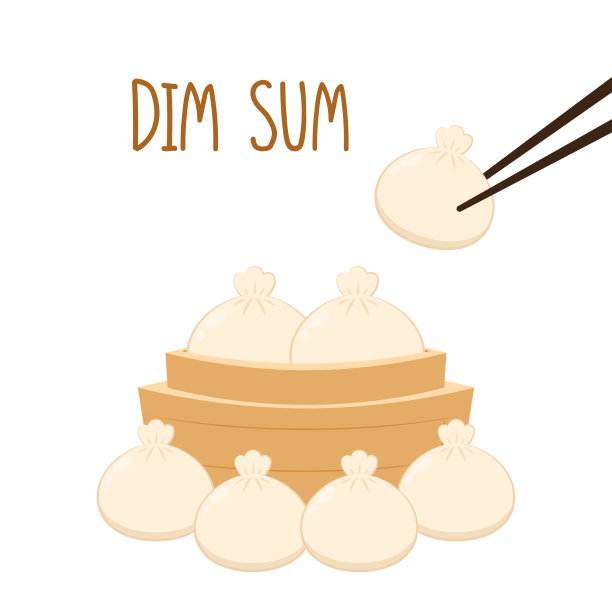 点心，传统的中国饺子，装在竹笼里。亚洲食物矢量插图。包子是中国食物。图片下载