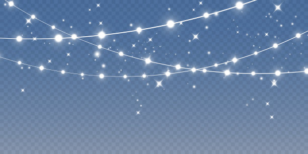 圣诞灯被隔离在透明的背景上。一套金色圣诞发光花环。矢量插图。图片下载