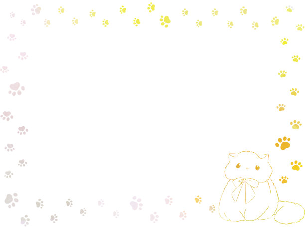插图材料:可爱的脚印和猫框图片下载