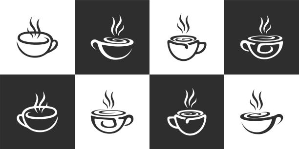 咖啡杯徽章模板矢量图标集图片下载