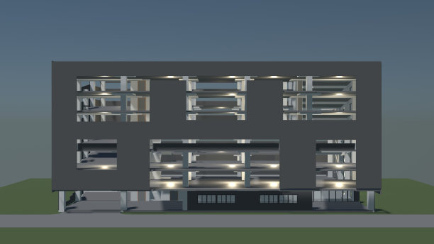 停车场建筑工程三维效果图图片下载