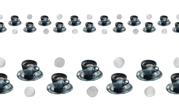 灰色咖啡杯和圆点边框图片下载