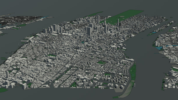 纽约大规模建筑的3D插图图片下载