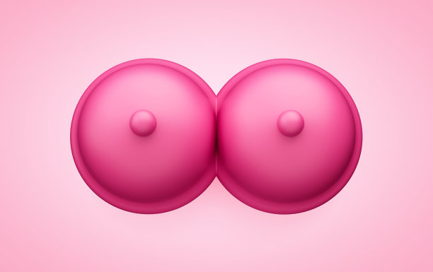 粉色乳腺癌意识与警铃隐喻孤立的背景三维插图。图片下载