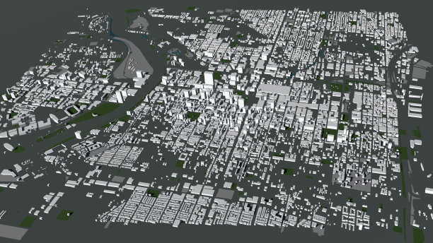 费城群众建筑的3D插图图片下载