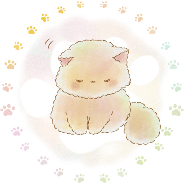 一分插画素材:鞠躬猫(手绘水彩画风格)图片下载