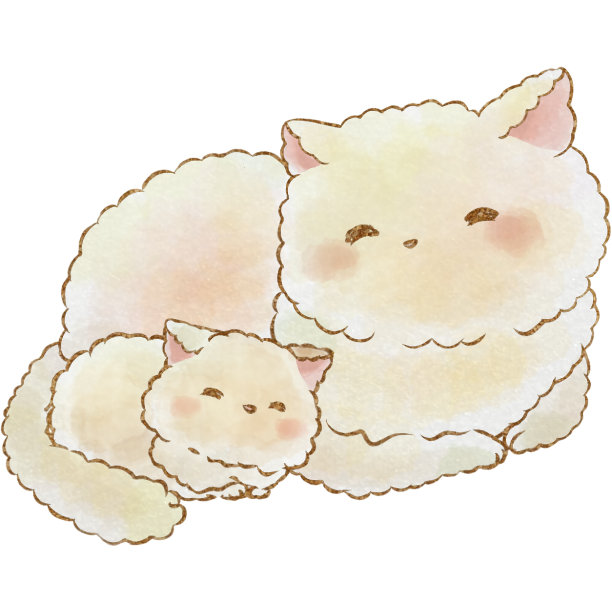 插画材料:母子猫(手绘水彩画风格)图片下载