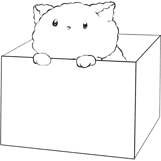 库存插图:盒子里的猫(线描)图片下载