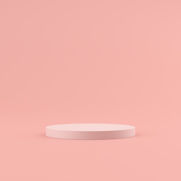 产品展示用粉色台子或台子。最小产品摊位3d插图。图片下载