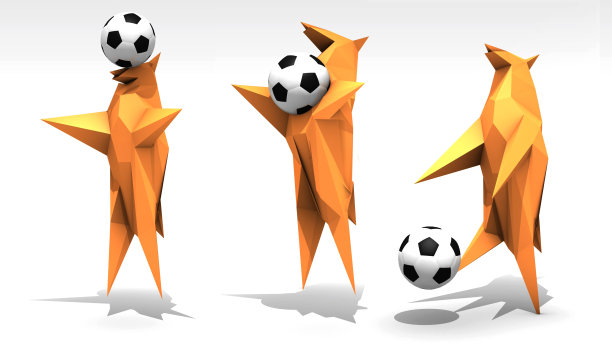 欢快的足球吉祥物正在踢球图片下载