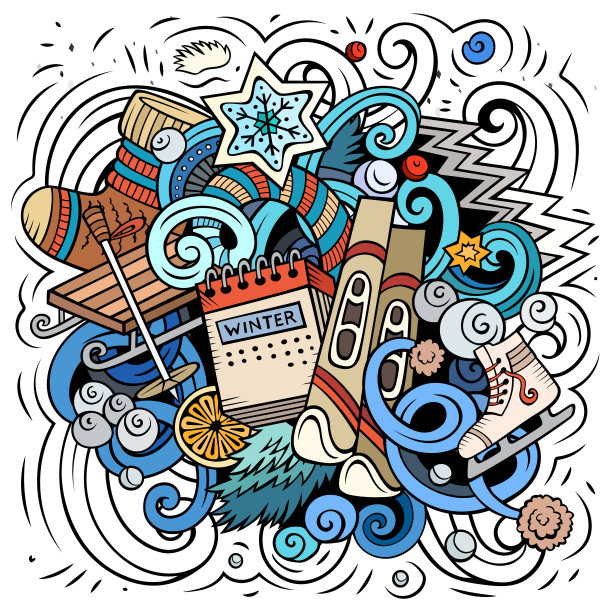 卡通矢量涂鸦冬季插画图片下载