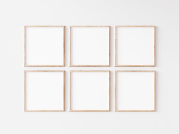 六方薄木框架在白墙。3 d演示。图片下载