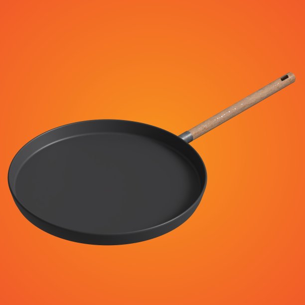 3d煎锅，橙色背景图片下载