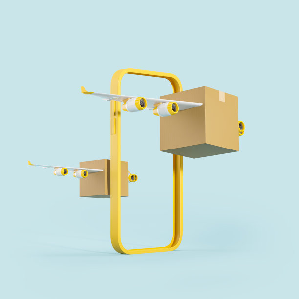 智能手机和带翅膀的纸板箱，在线配送图片下载