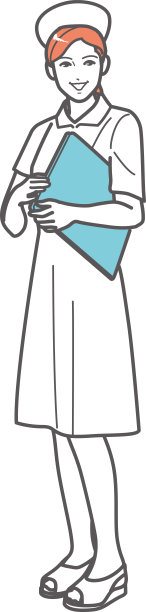 微笑护士与文件，完整的身体形象。图片下载