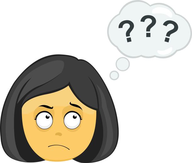 矢量表情女孩卡通云思想问号图片下载