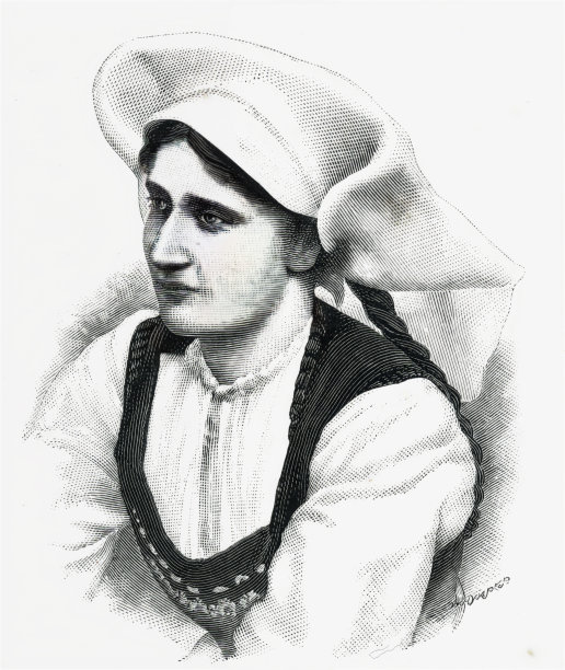 哈丁格区19世纪的北欧女孩插画图片下载