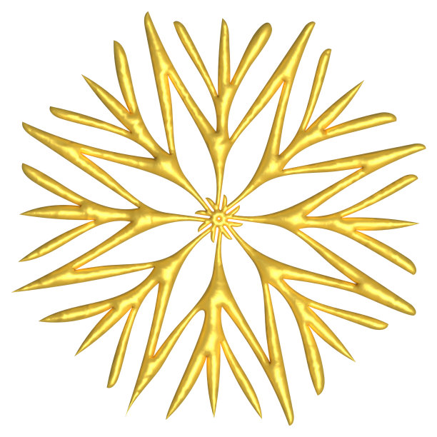 3D金色雪花图标图片下载