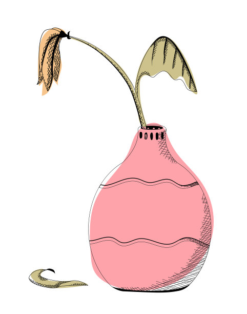 线条艺术凋谢的花朵图片下载