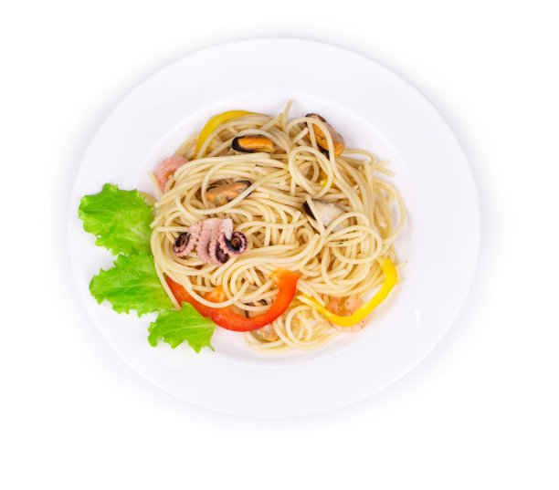 美味的意大利海鲜意面。图片下载