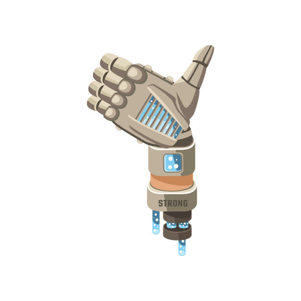 机器人的手显示竖起大拇指的手势卡通插画图片下载