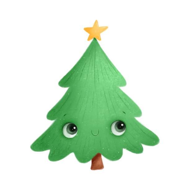 插图一个可爱的卡通圣诞树图片下载