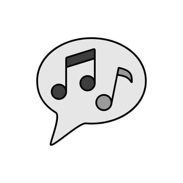 音符语音气泡矢量灰度图标图片下载