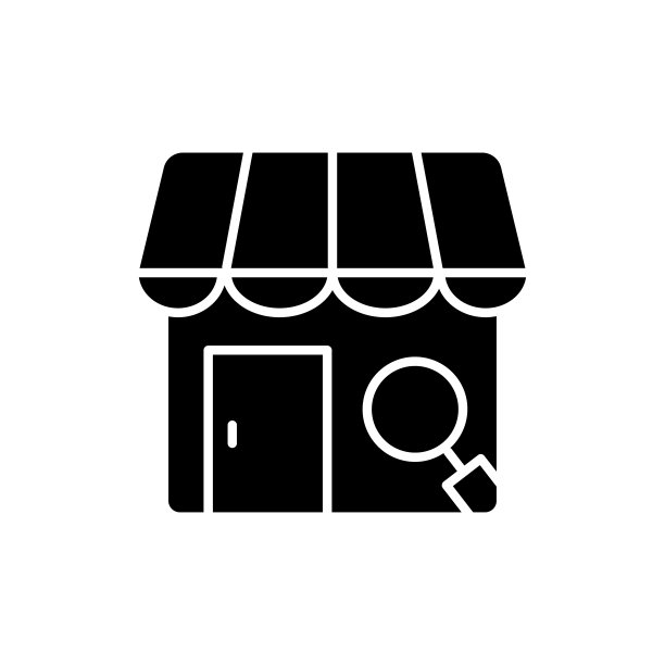 带搜索功能的店铺图标插画，字形图标样式，适用于店铺搜索图标，电商相关图标，可编辑的简约矢量设计，32 x 32像素完美图片下载