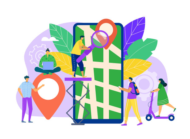 地图搜索与移动应用程序概念矢量插图。gps应用中的平板智能手机在线路线定位服务图片下载