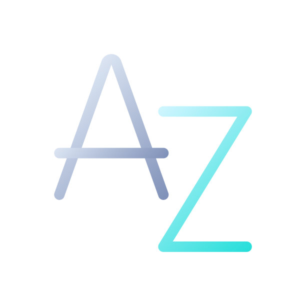 英文字母平直渐变双色ui图标图片下载