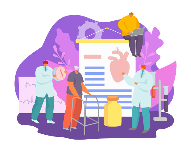 健康治疗，用医学概念载体说明医生对心脏病患者的护理。心血管病临床研究。图片下载