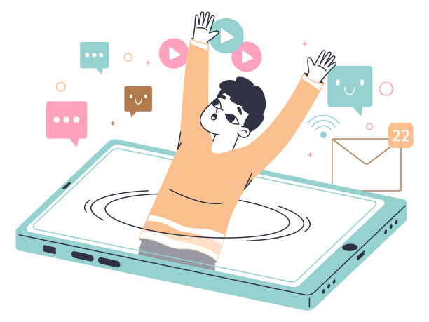 男性沉迷于智能手机，沉溺于手机屏幕。小工具，社交媒体成瘾，男人智能手机或平板电脑成瘾线性平面矢量插图在白色背景图片下载