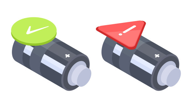 等距充电和死电池。碱性金属蓄电池与绿色和红色的指示，电力电力元素平面矢量插图在白色背景图片下载