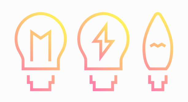 白炽灯、灯泡渐变线图标。平面矢量插图孤立在白色上图片下载