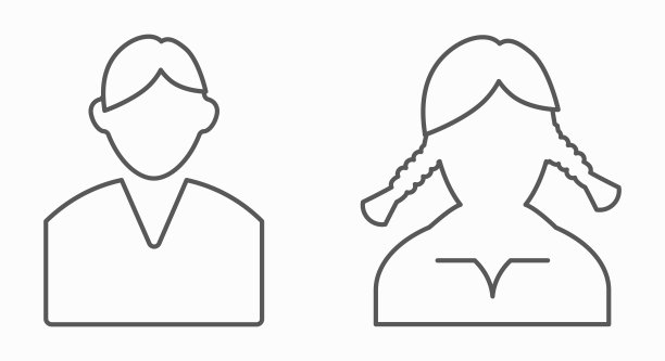 男女情侣头像图标。平面矢量插图孤立在白色上图片下载