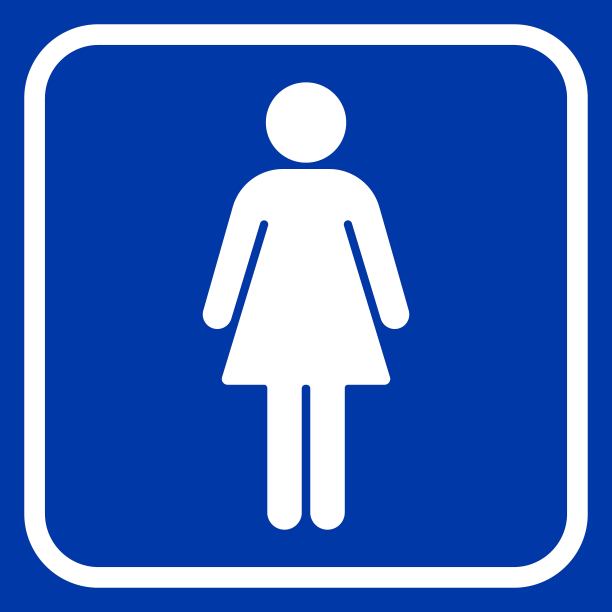 蓝色背景上的女人线图标图片下载