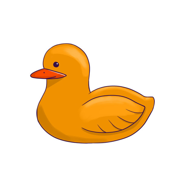 沐浴用黄色橡胶鸭，卡通风格彩色插画图片下载