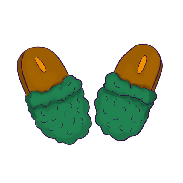 绿色室内软拖鞋，彩色插图为物设计图片下载