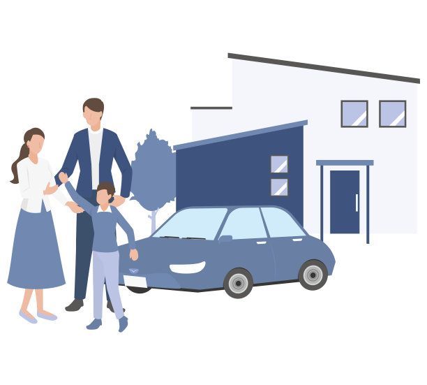 一个聪明、有活力、健康的三口之家，他们买了房子和车图片下载