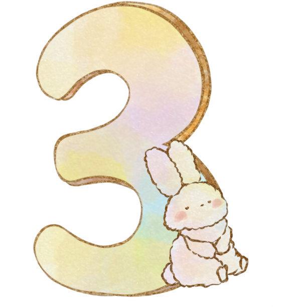 插图材料:3号和兔子(手绘水彩画风格)图片下载