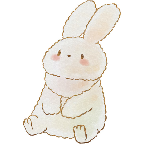 插画材料:兔子坐(手绘水彩画风格)图片下载